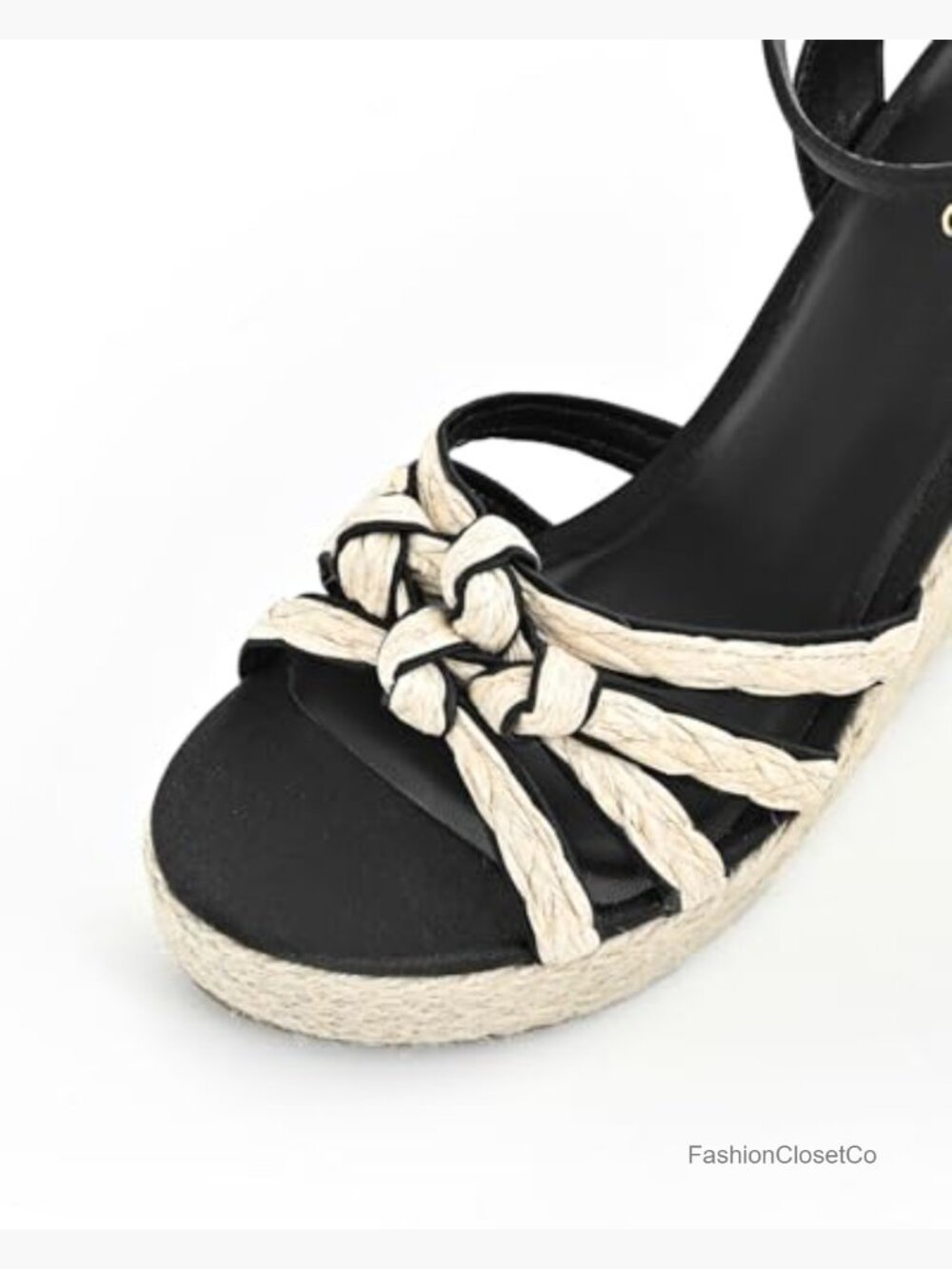 Platform Wedge Sandals Espadrilles Braided Strappy Open Toe High Heel with - Picture 3 of 7